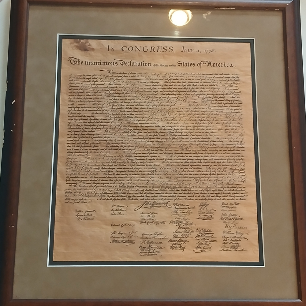 Framed Historical Declaration Of Independence Replica Art